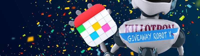 Giveaway Robot with Flexibits Premium icon, confetti background