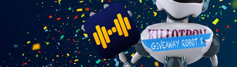 Giveaway Robot with Liiift icon, confetti background