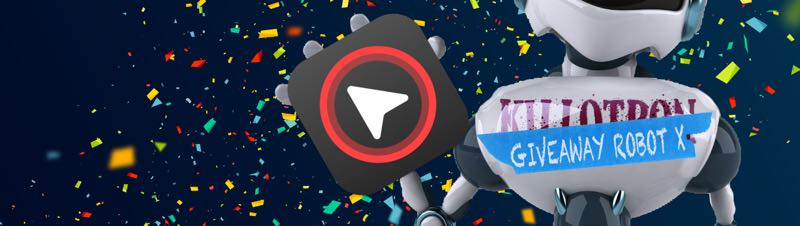 Giveaway Robot with Mouse Pro icon, confetti background
