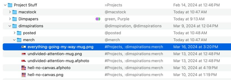 Finder window showing tags