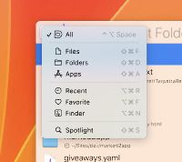 Default Folder X search types